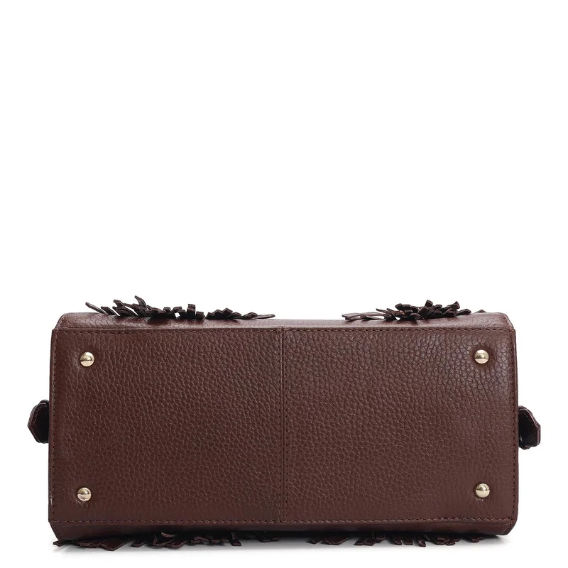 Da Milano Espresso Small Wax Leather Satchel - Espresso for Women | Best Price UAE